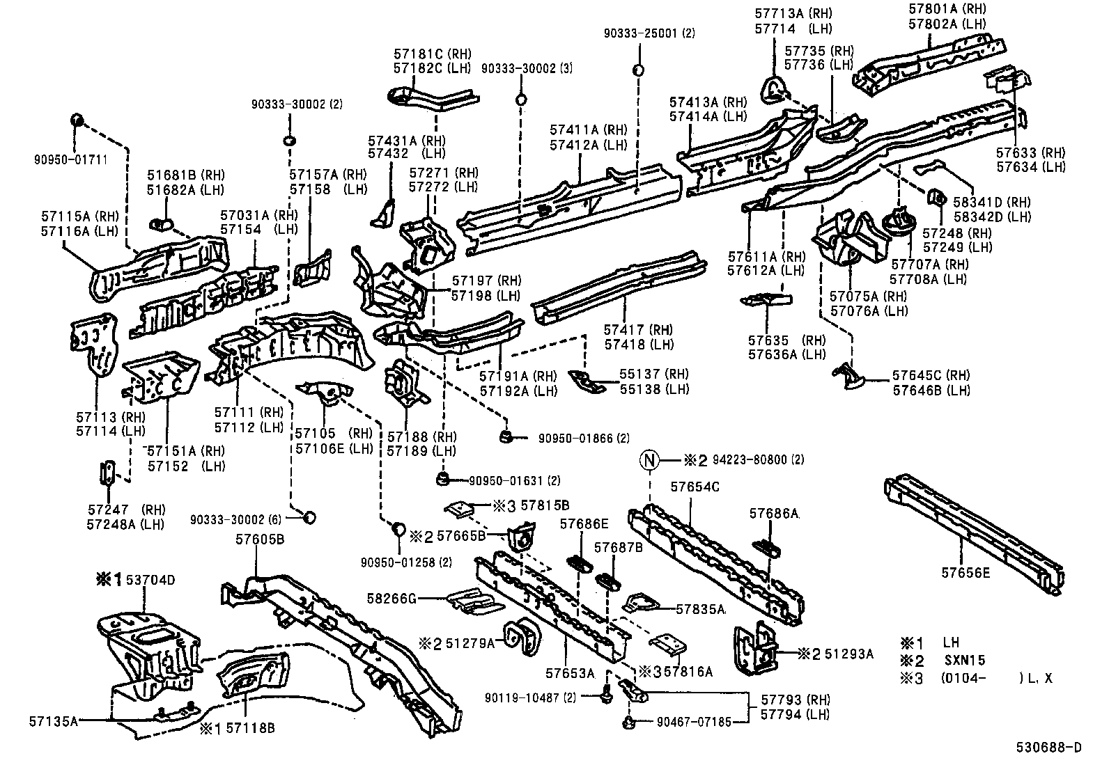 57145-44010 REINFORCEMENT, FRONT SIDE MEMBER, REAR RH product image