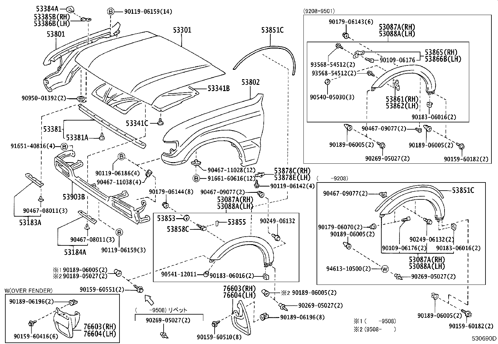 53802-60080 FENDER SUB-ASSY, FRONT LH product image