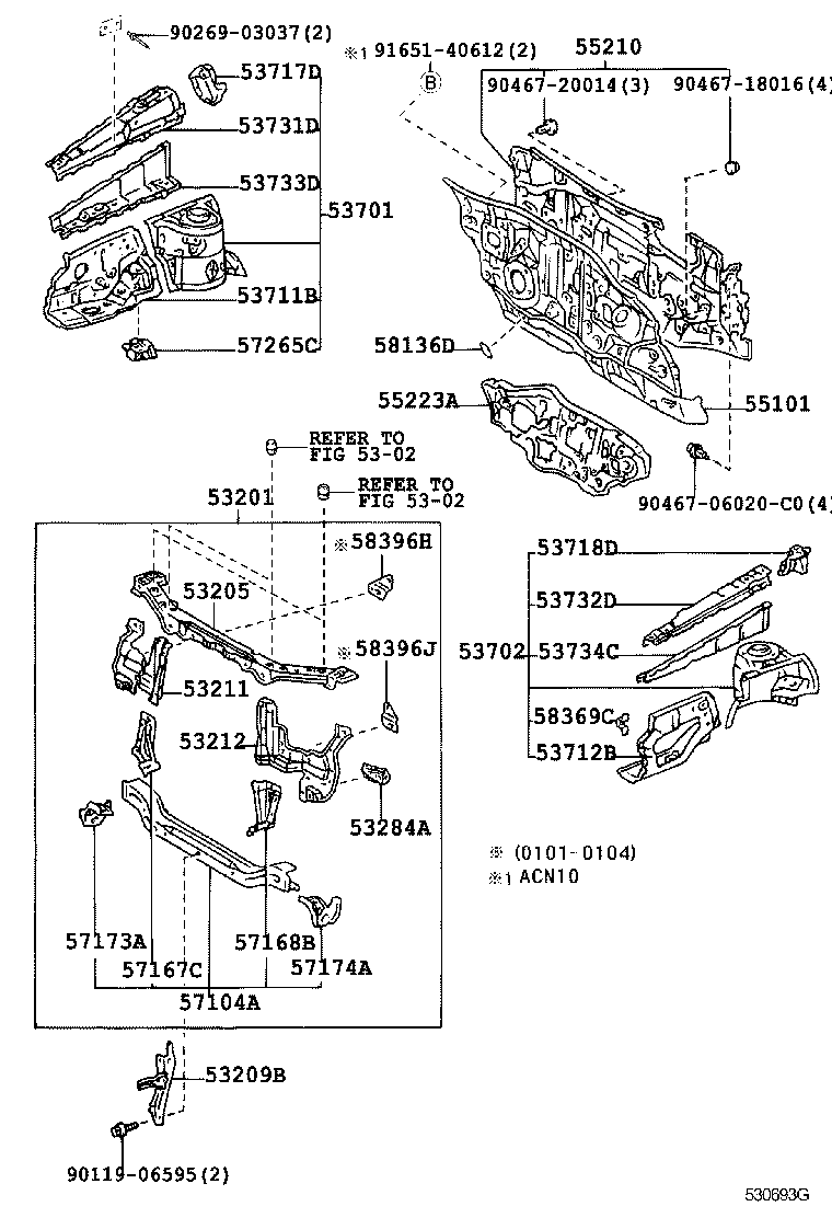 53701-44020 APRON SUB-ASSY, FRONT FENDER, RH product image