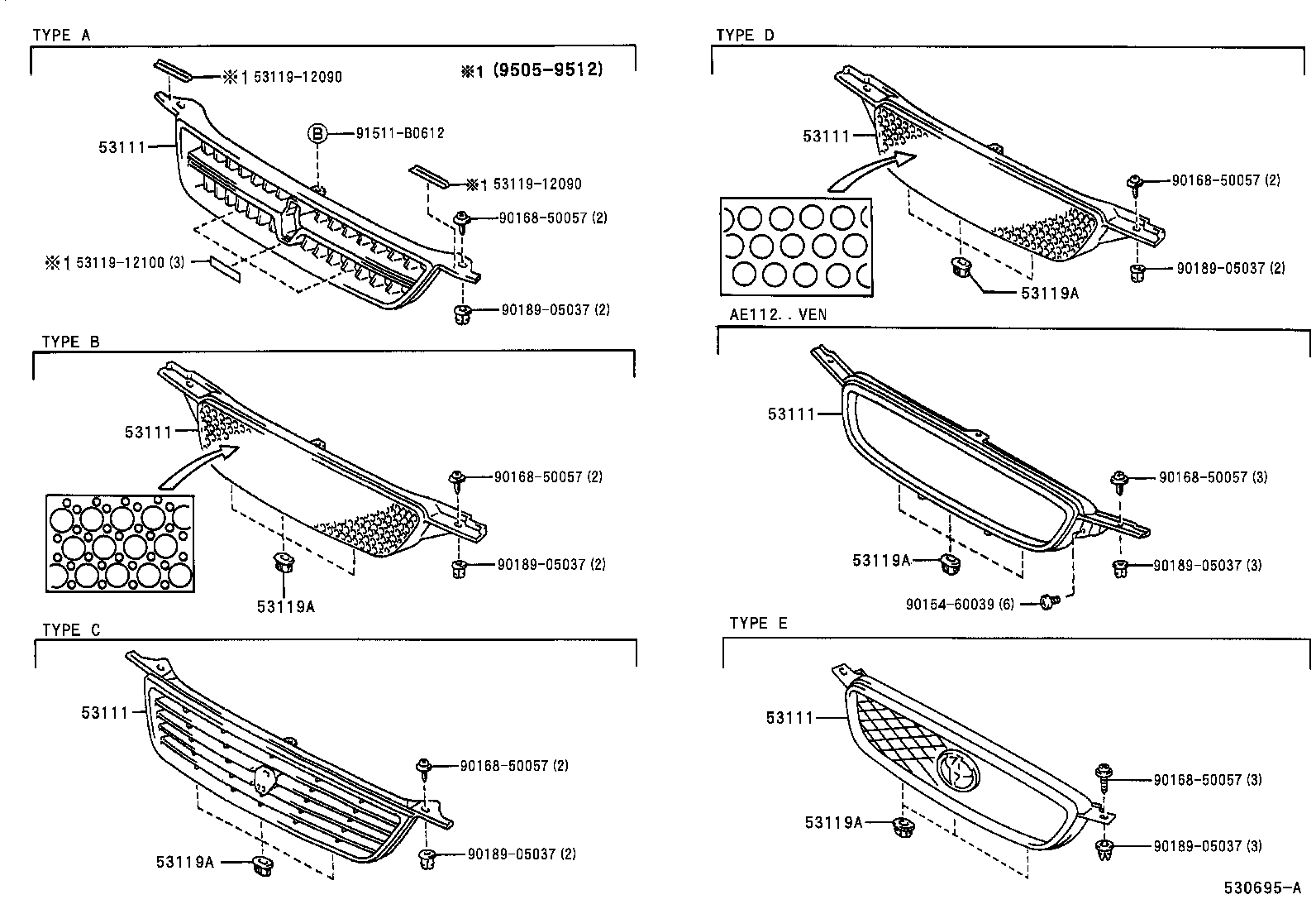53111-1A240 GRILLE, RADIATOR product image
