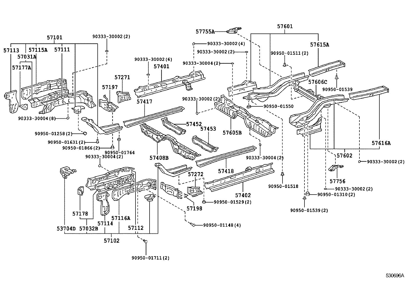 57032-20030 REINFORCEMENT SUB-ASSY, FRONT SIDE MEMBER, NO.2 LH product image