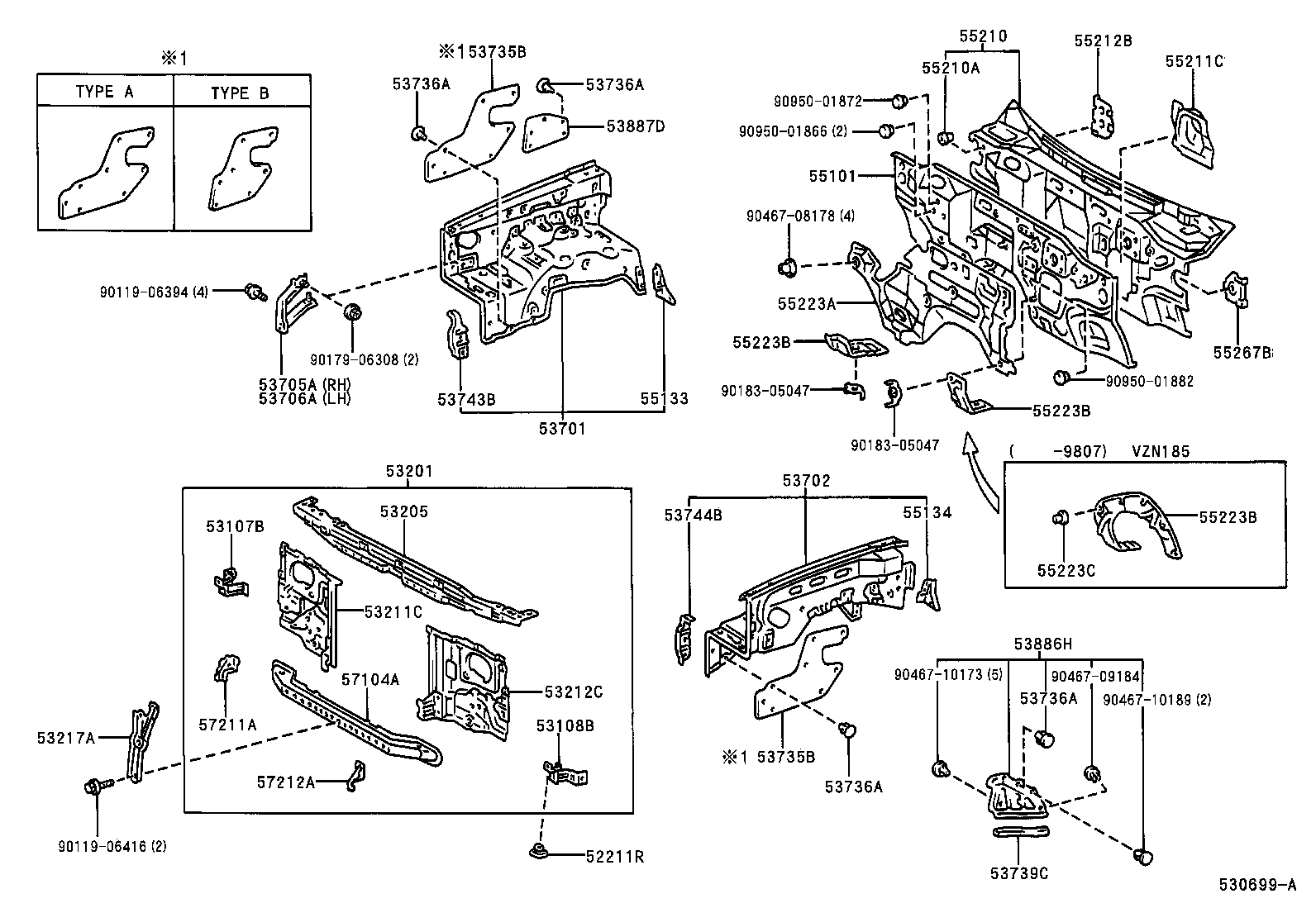 Toyota 53701-3D060 APRON SUB-ASSY, FRONT FENDER, RH