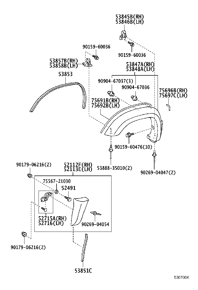 53802-35170 FENDER SUB-ASSY, FRONT LH product image