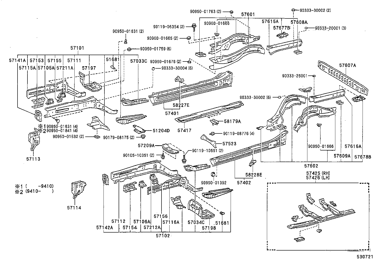 57425-30901 REINFORCEMENT, FRONT FLOOR, NO.2 RH product image