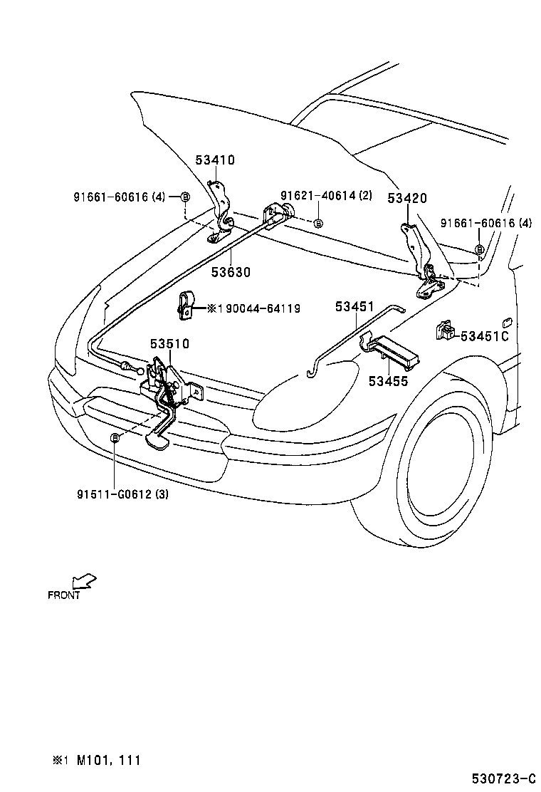 53402-87701 HINGE ASSY, HOOD, LH product image