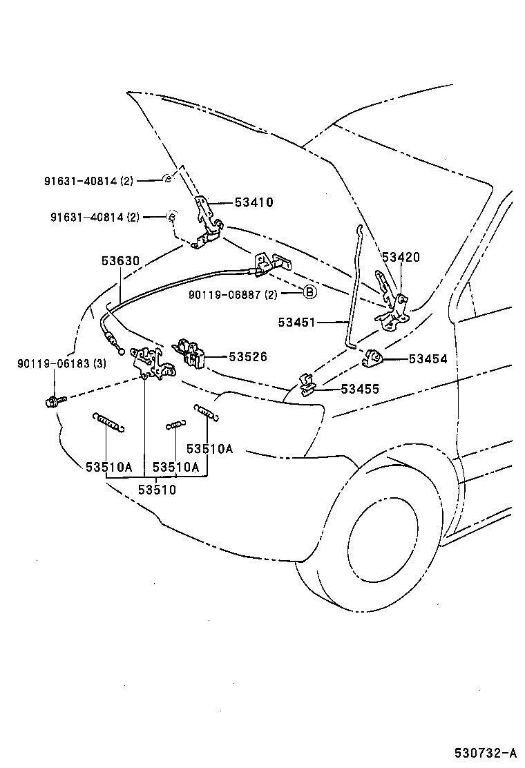53451-28040 ROD, HOOD SUPPORT product image