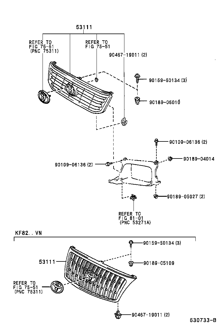 53114-0B040 GRILLE, RADIATOR product image