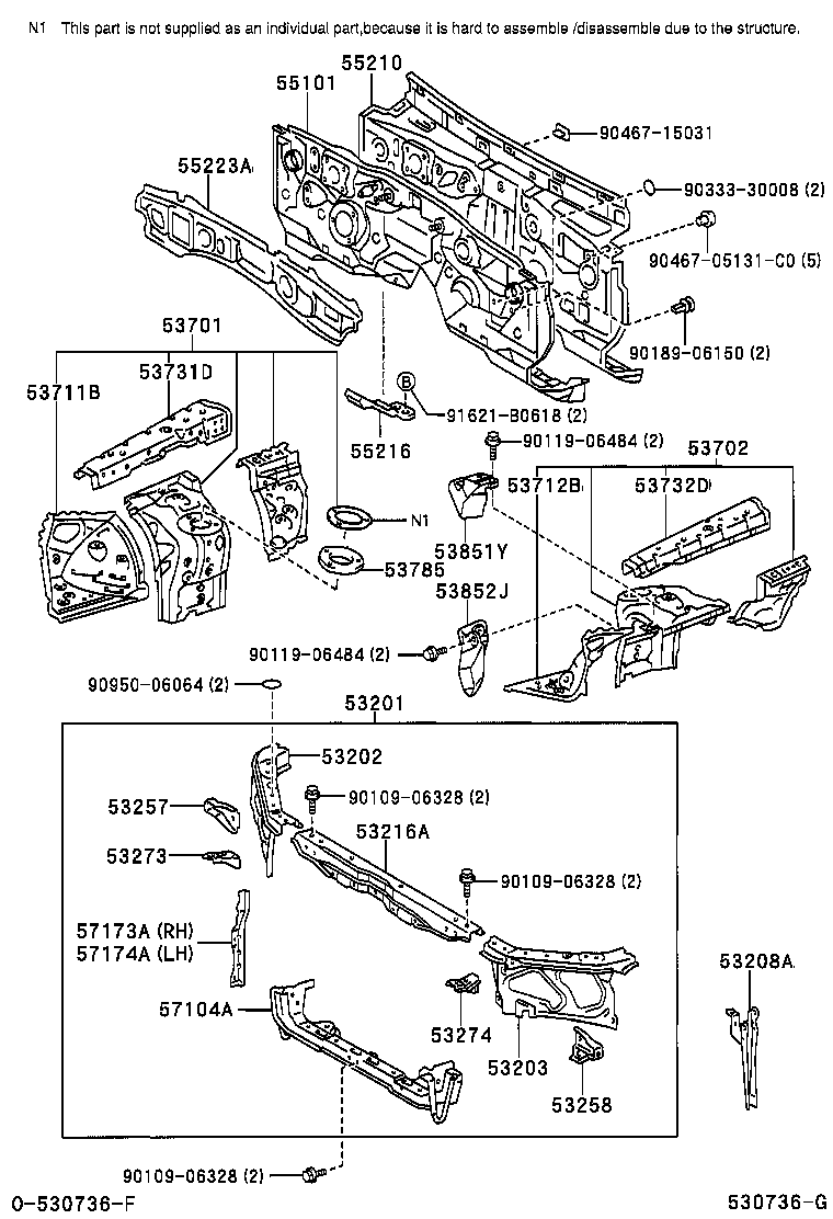 53702-53010 APRON SUB-ASSY, FRONT FENDER, LH product image