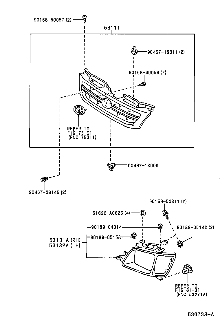 53100-28170 GRILLE, RADIATOR product image