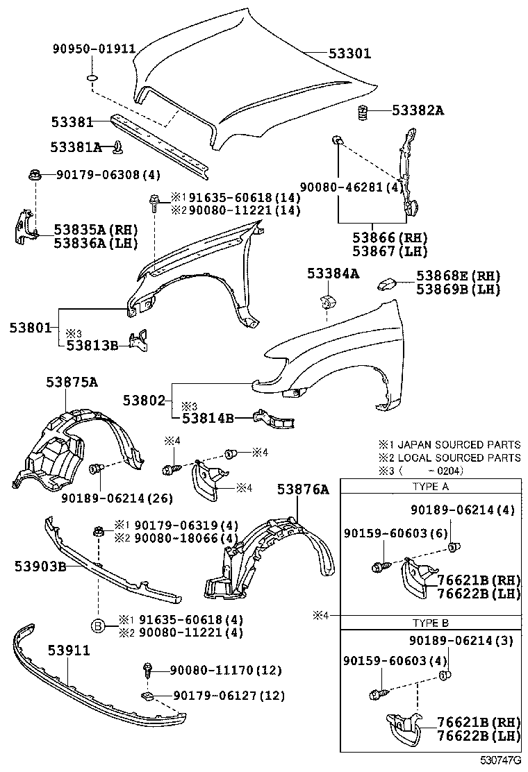 Toyota 53802-0C030 FENDER SUB-ASSY, FRONT LH