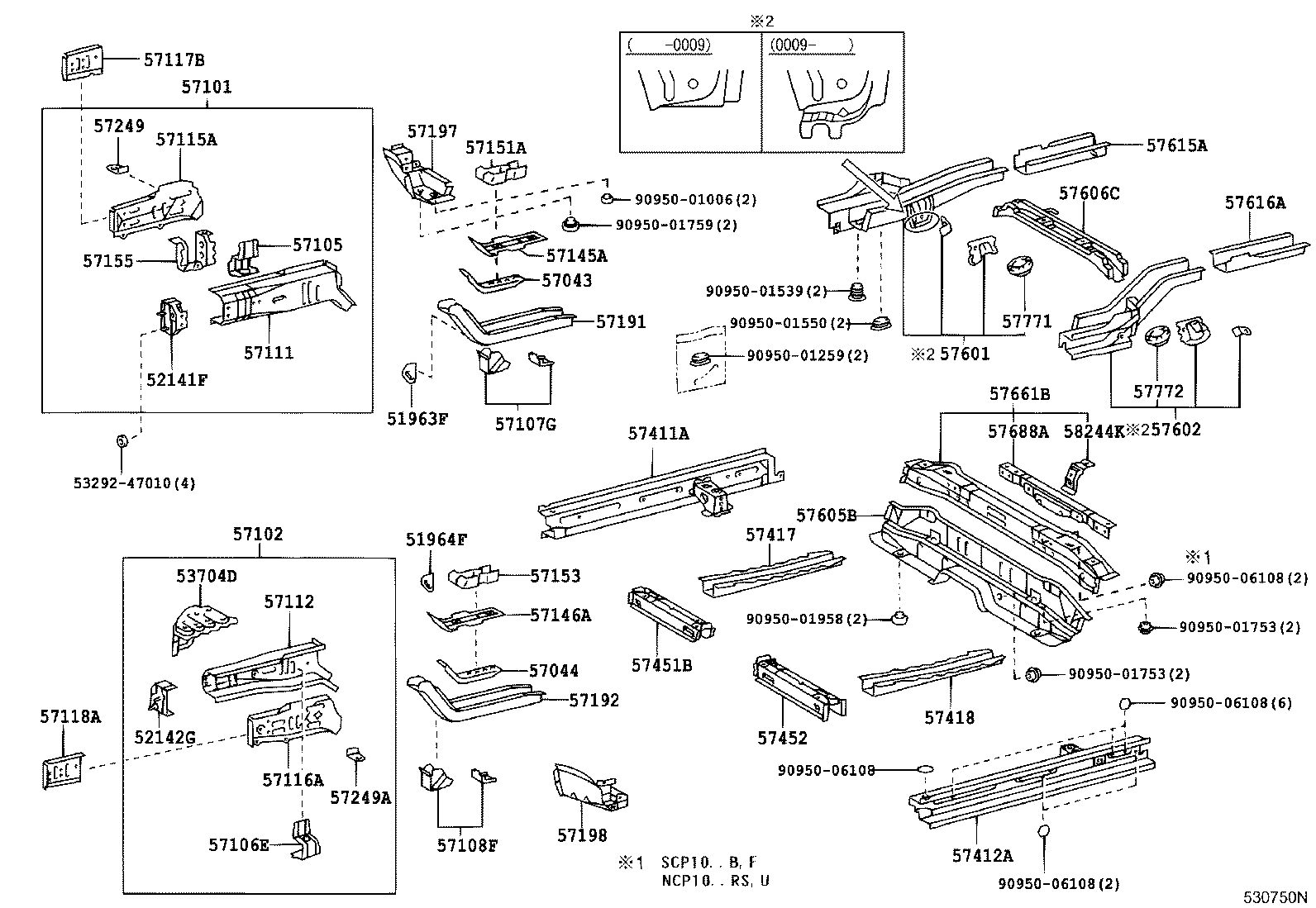 57451-52020 MEMBER, FRONT FLOOR CROSS, RH product image
