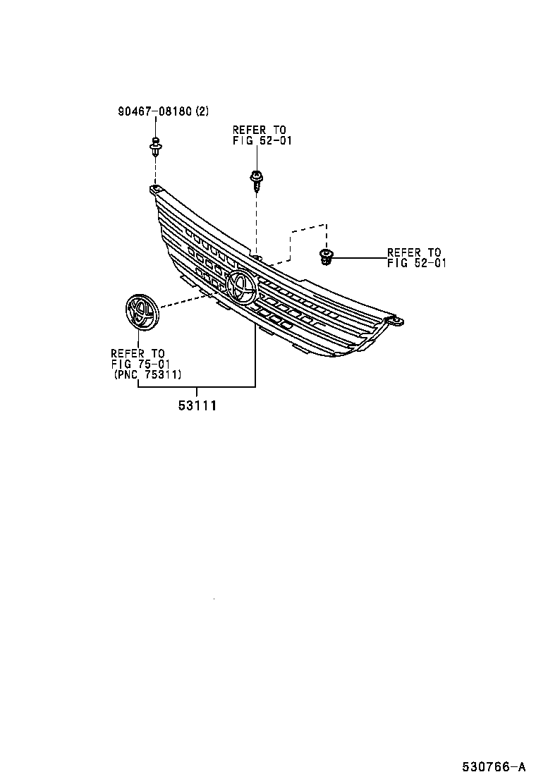 53101-13100 GRILLE, RADIATOR product image