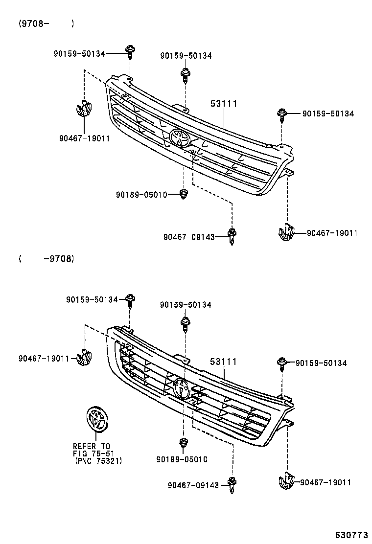 53111-26250 GRILLE, RADIATOR product image