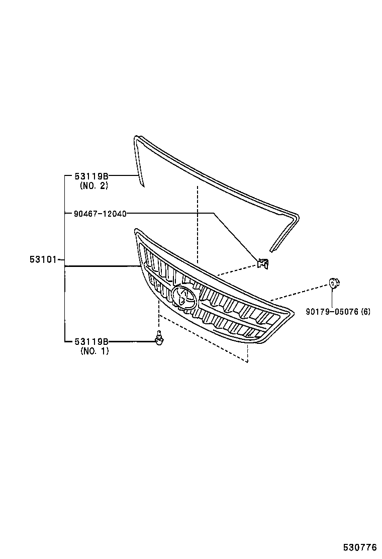 53101-44150 GRILLE SUB-ASSY, RADIATOR product image