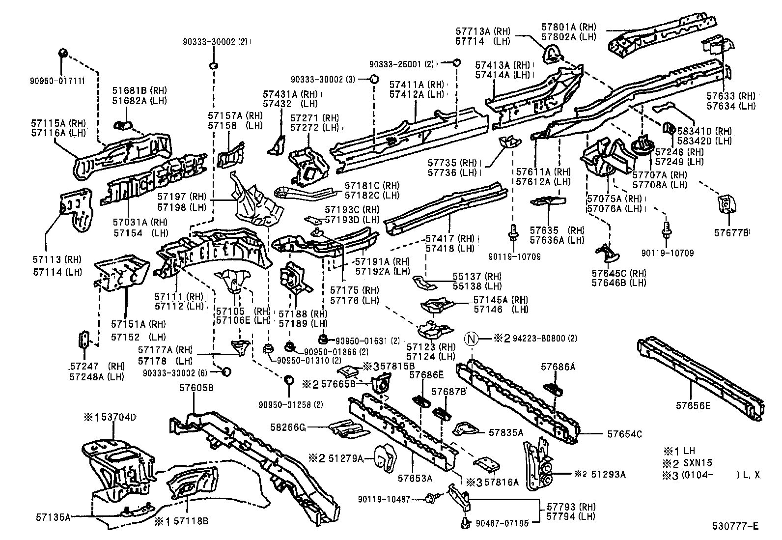 57145-44010 REINFORCEMENT, FRONT SIDE MEMBER, REAR RH product image