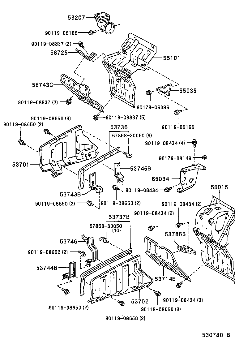 53702-65040 APRON SUB-ASSY, FRONT FENDER, LH product image