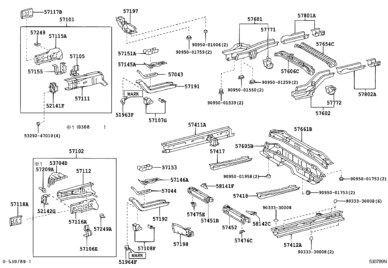 57602-52905 MEMBER SUB-ASSY, REAR FLOOR SIDE, LH product image