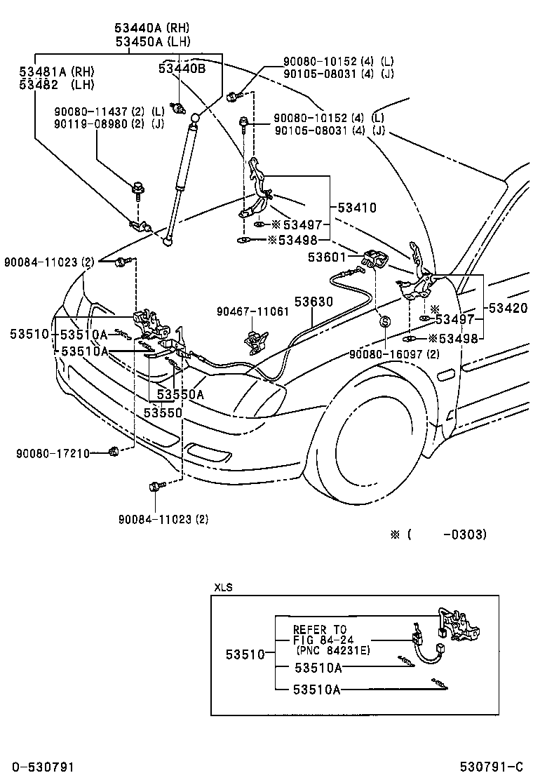 Toyota 53420-AC020 HINGE ASSY, HOOD, LH
