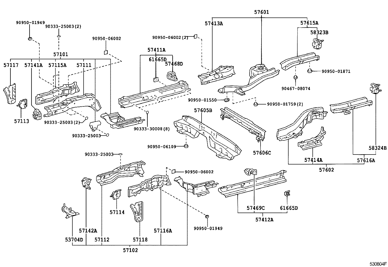 57102-2B030 MEMBER SUB-ASSY, FRONT SIDE, LH product image