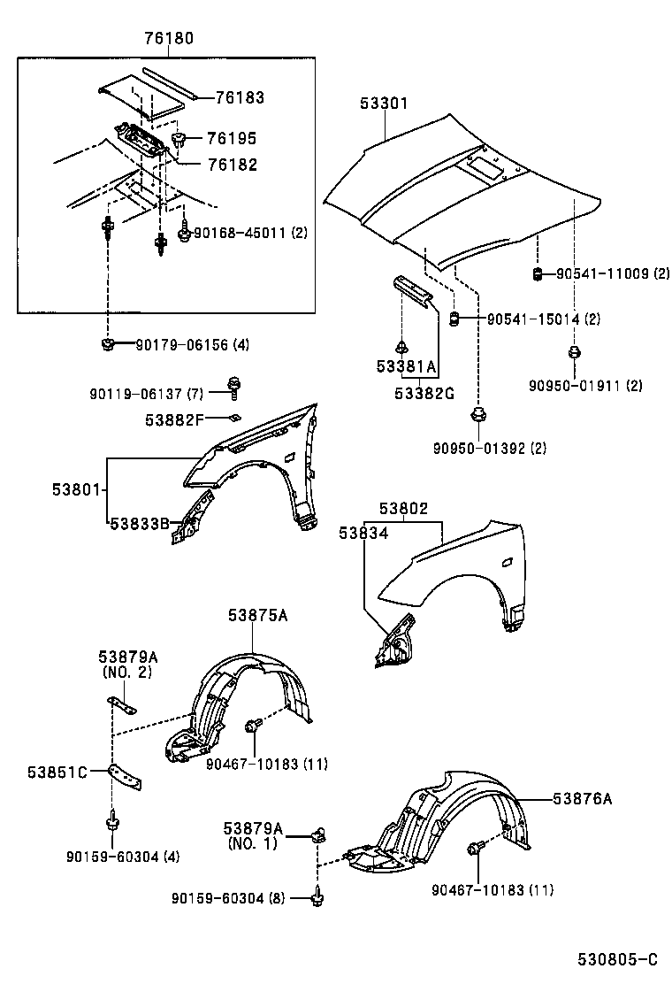 53801-2B460 FENDER SUB-ASSY, FRONT RH product image
