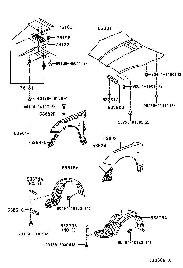 53802-2B470 FENDER SUB-ASSY, FRONT LH product image