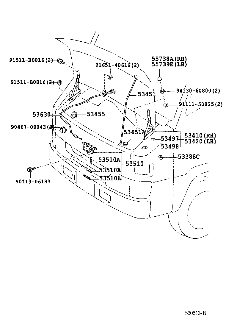 53388-37010 CUSHION, HOOD, REAR product image