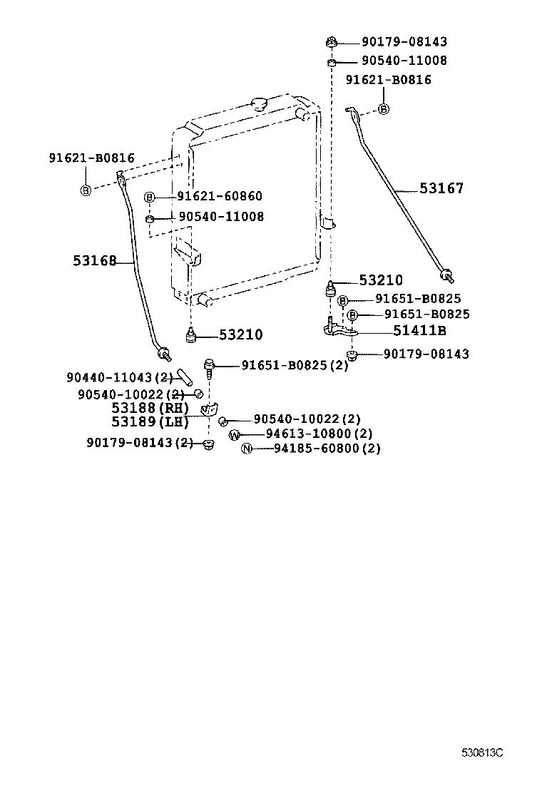 53169-37020 ROD, RADIATOR BRACE, LH product image