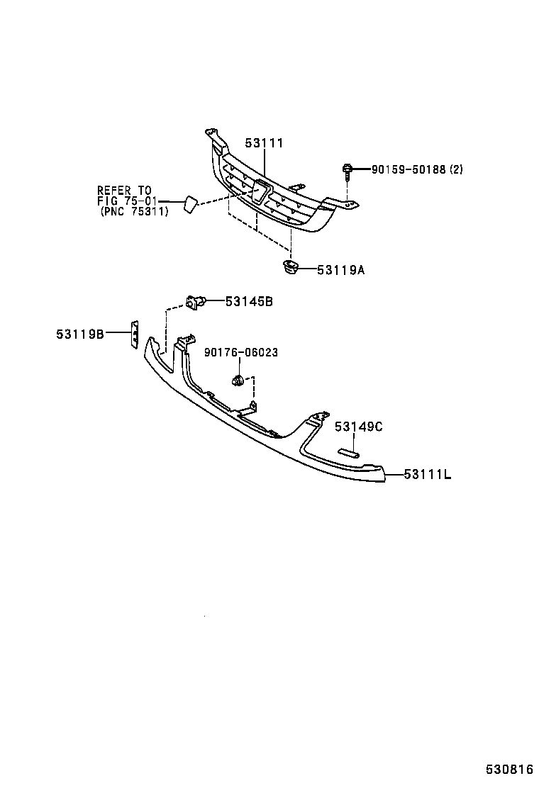 53111-46040 GRILLE, RADIATOR product image