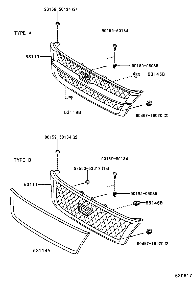 53114-26010 GRILLE, RADIATOR, INNER product image