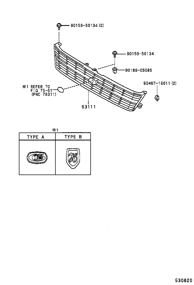 53111-26250 GRILLE, RADIATOR product image