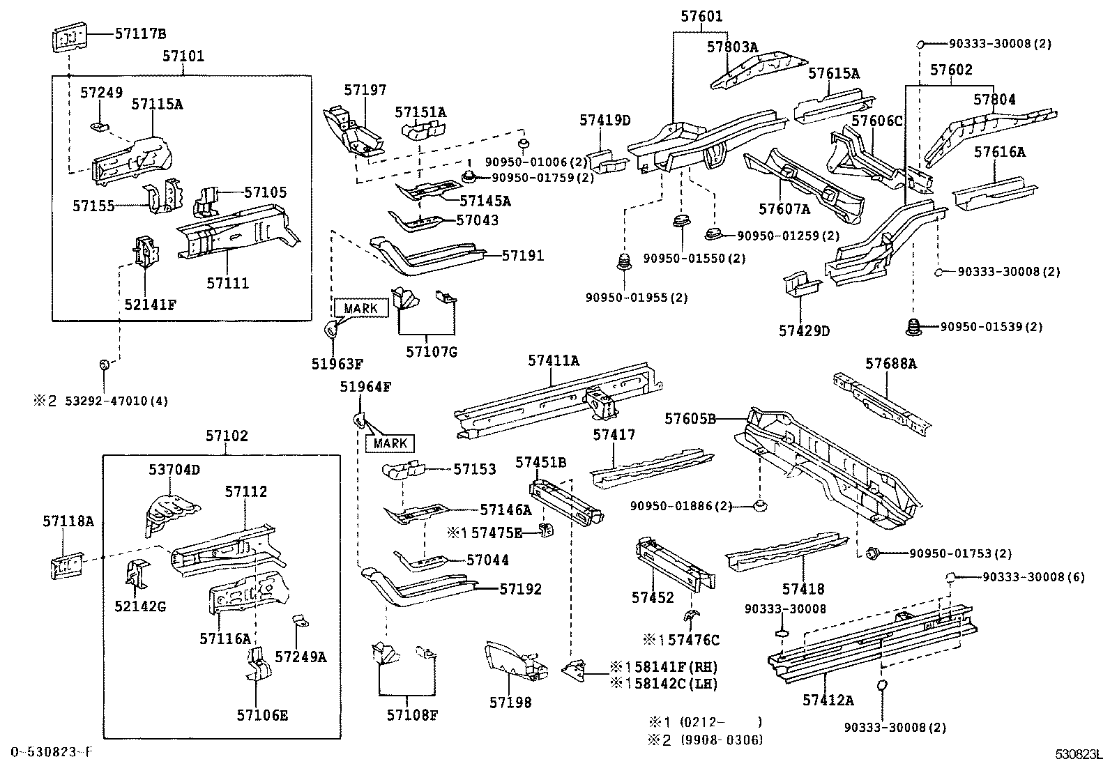 57451-52020 MEMBER, FRONT FLOOR CROSS, RH product image