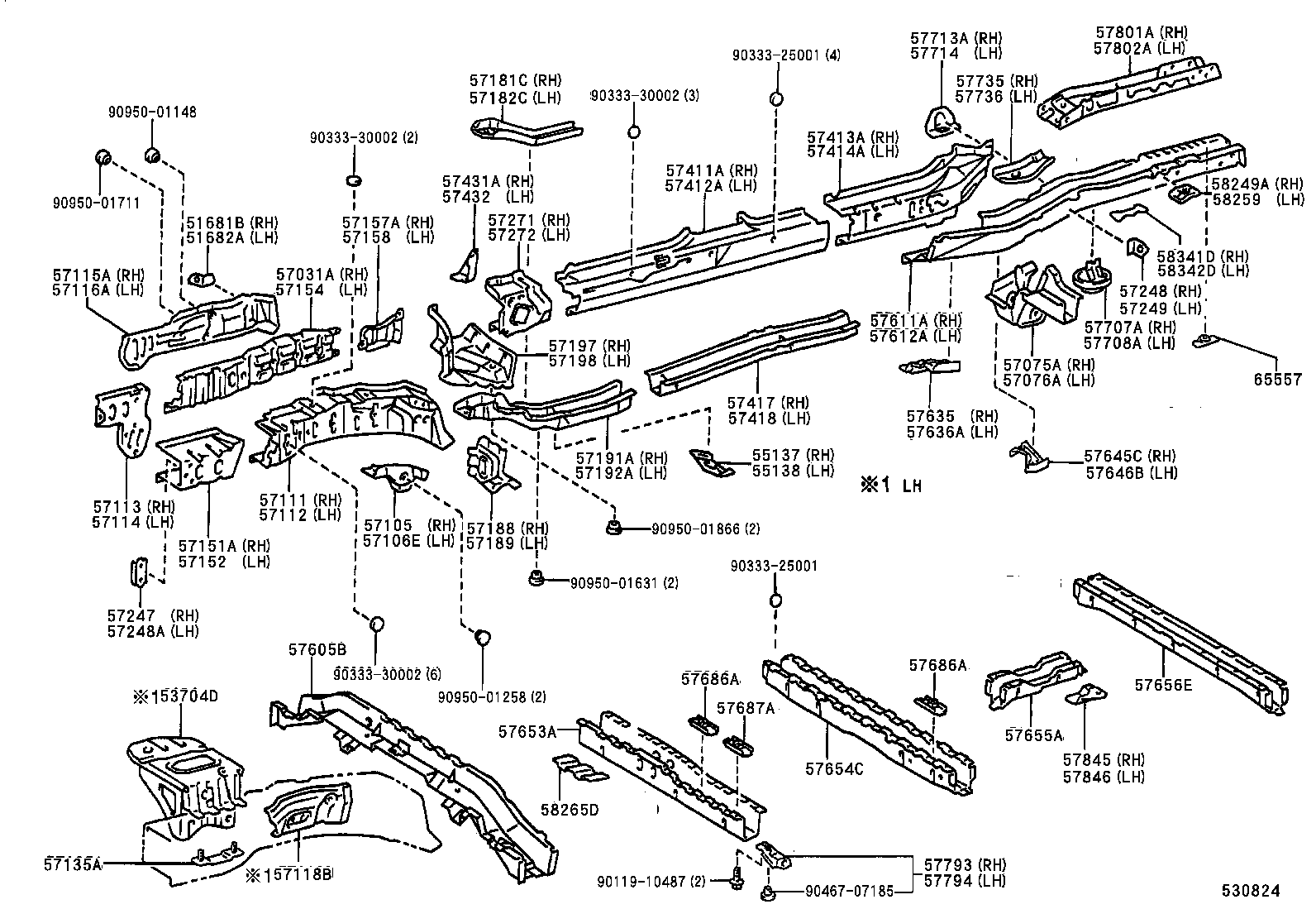 58249-44010 REINFORCEMENT, REAR SEAT MOUNTING product image