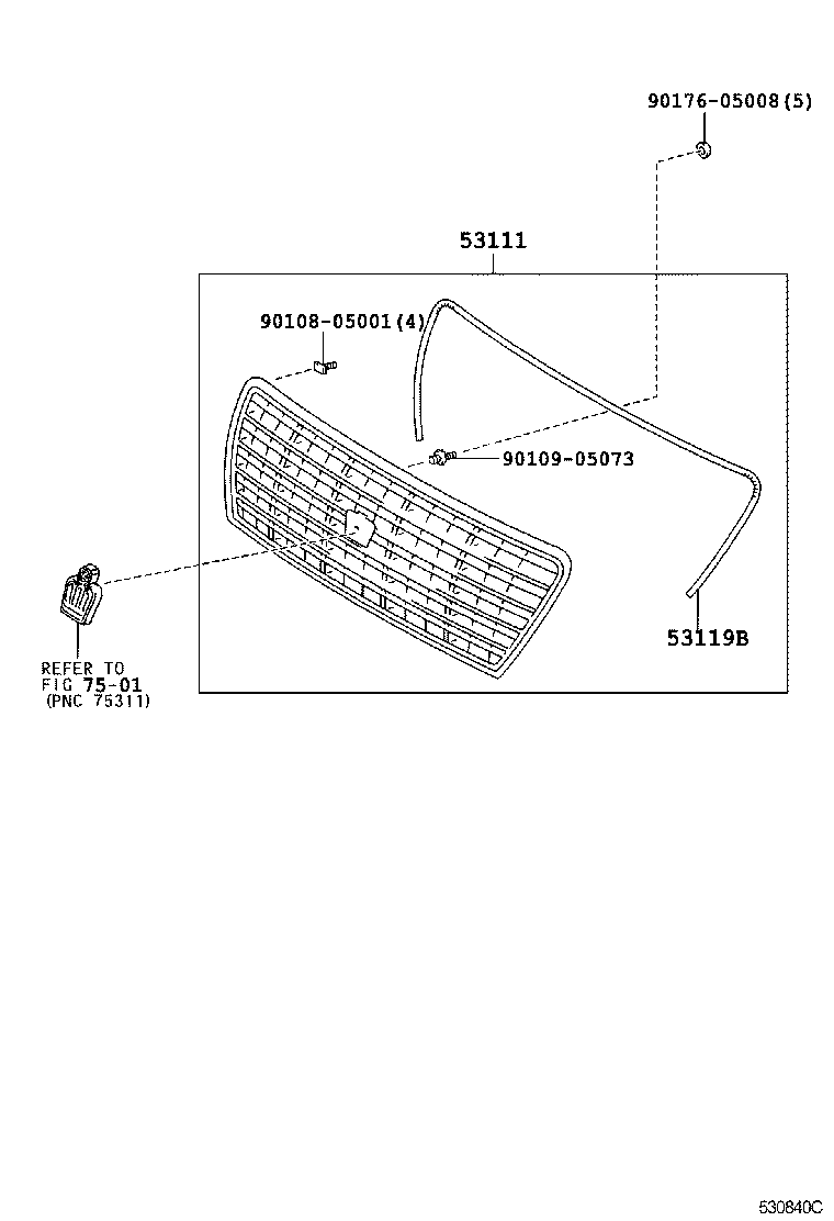 53111-30840 GRILLE, RADIATOR product image