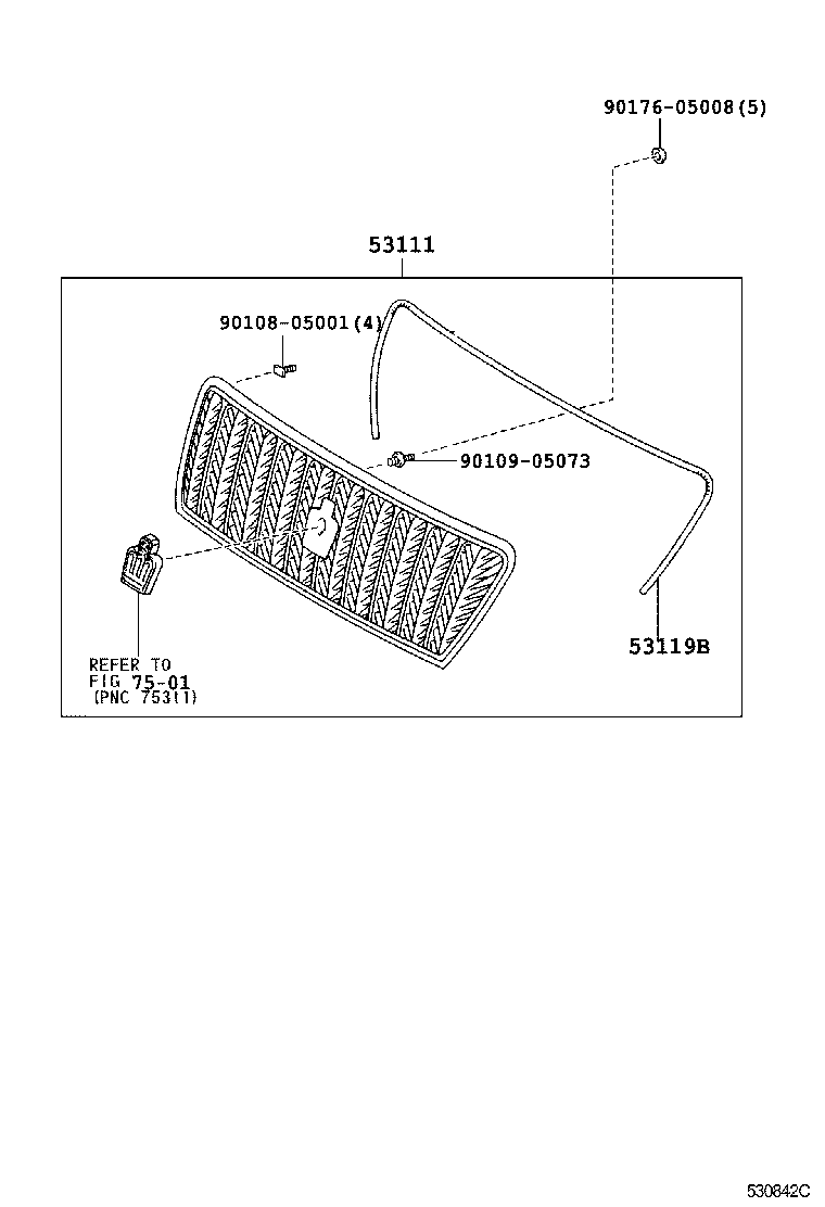 53111-30840 GRILLE, RADIATOR product image