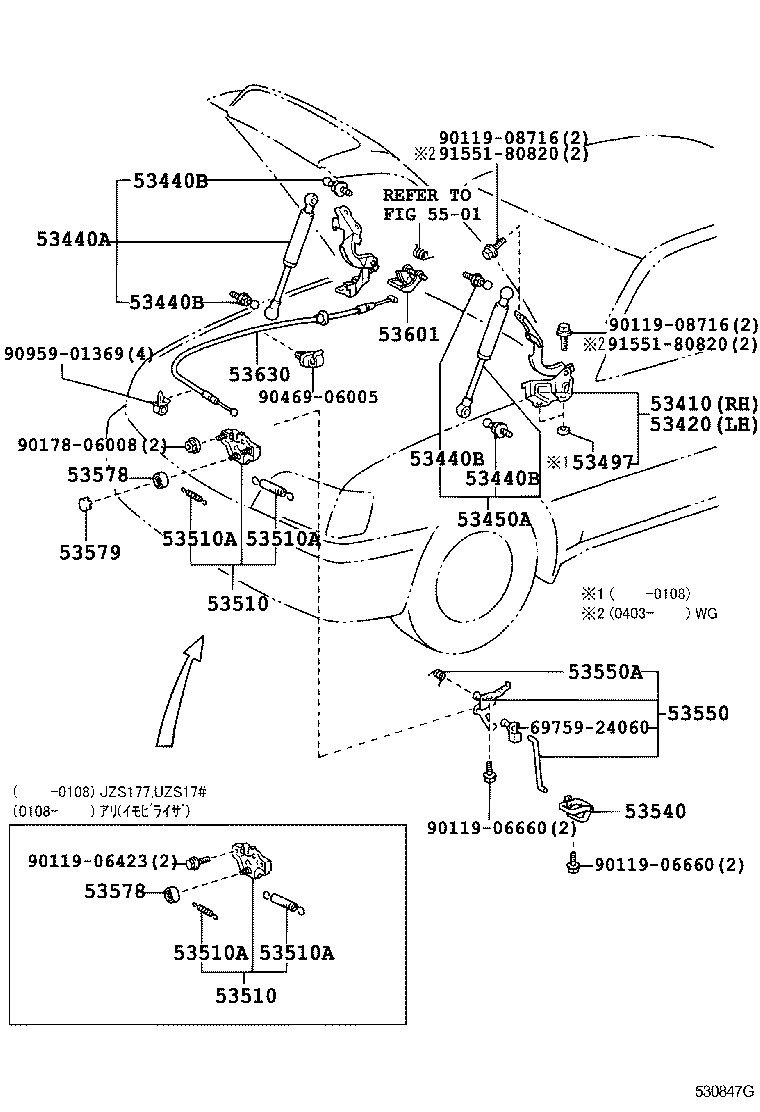 53550-30100 HOOK ASSY, HOOD AUXILIARY CATCH product image