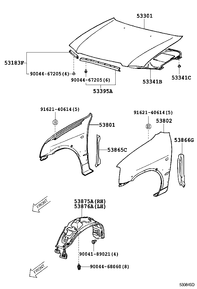53812-87401 FENDER SUB-ASSY, FRONT LH product image