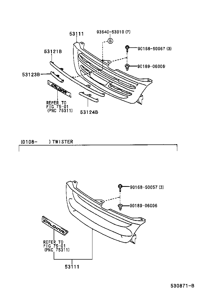 53124-21010 MOULDING, RADIATOR GRILLE SIDE, LH product image
