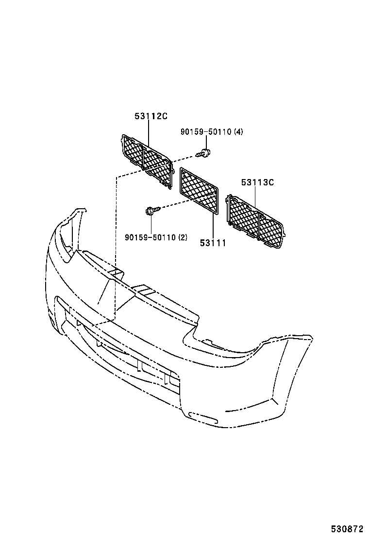 53113-17010 GRILLE, RADIATOR, LOWER LH product image
