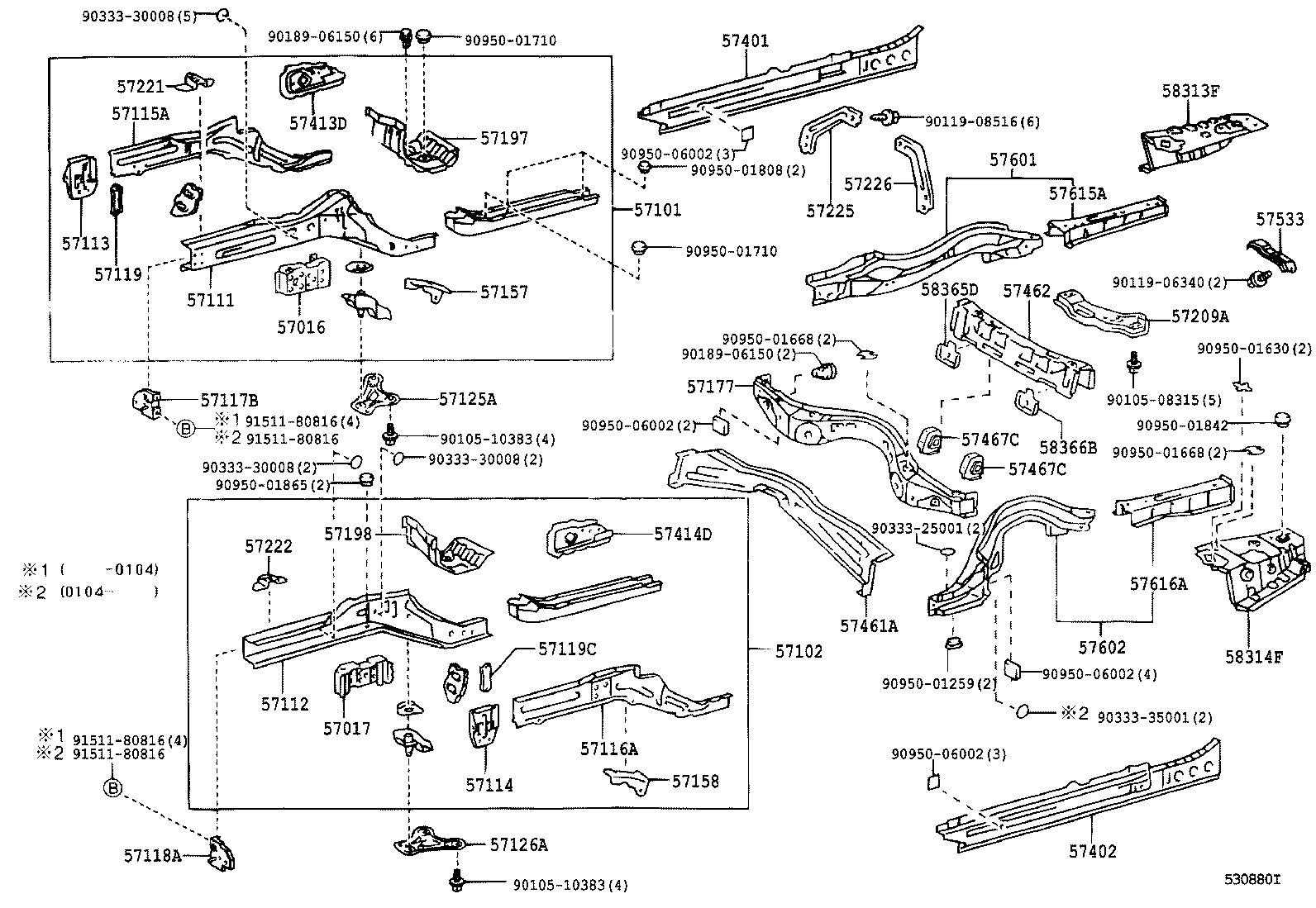 57602-51901 MEMBER SUB-ASSY, REAR FLOOR SIDE, LH product image