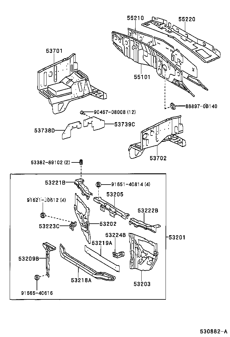 53702-0B080 APRON SUB-ASSY, FRONT FENDER, LH product image
