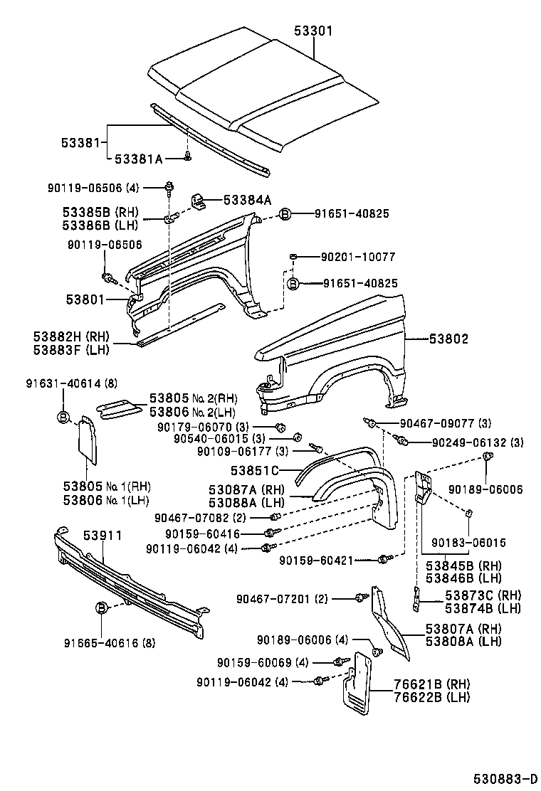 53802-0B110 FENDER SUB-ASSY, FRONT LH product image