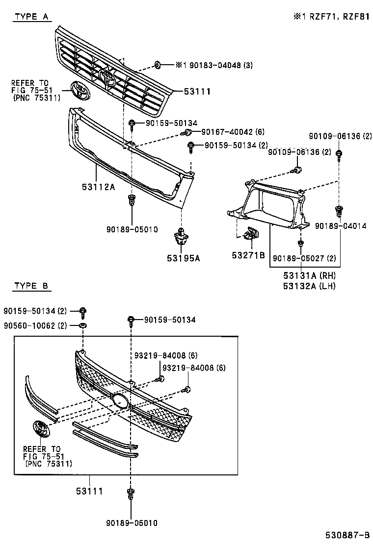 53114-0B040 GRILLE, RADIATOR product image