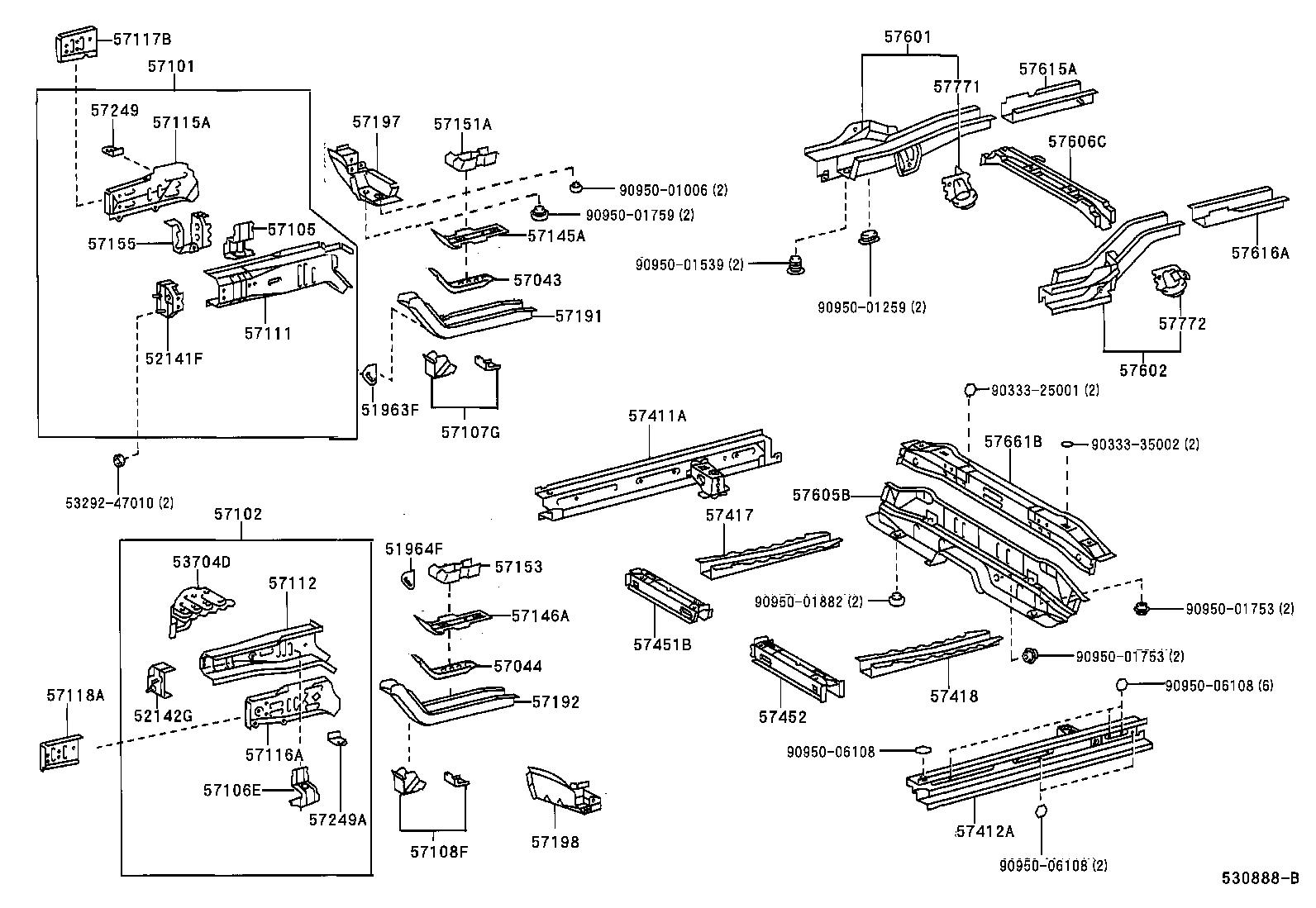 57402-52050 MEMBER, FLOOR SIDE, INNER LH product image