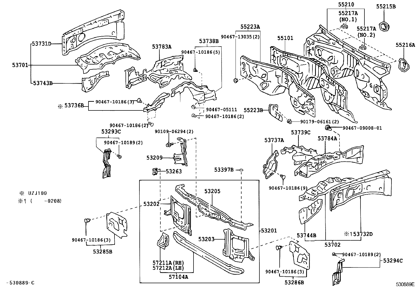 53710-60180 APRON SUB-ASSY, FRONT FENDER, RH product image