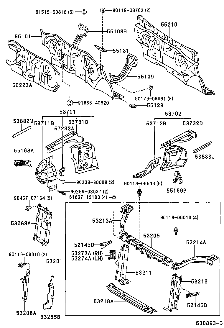 52145-52050 BRACKET, FRONT BUMPER SIDE MOUNTING, RH product image