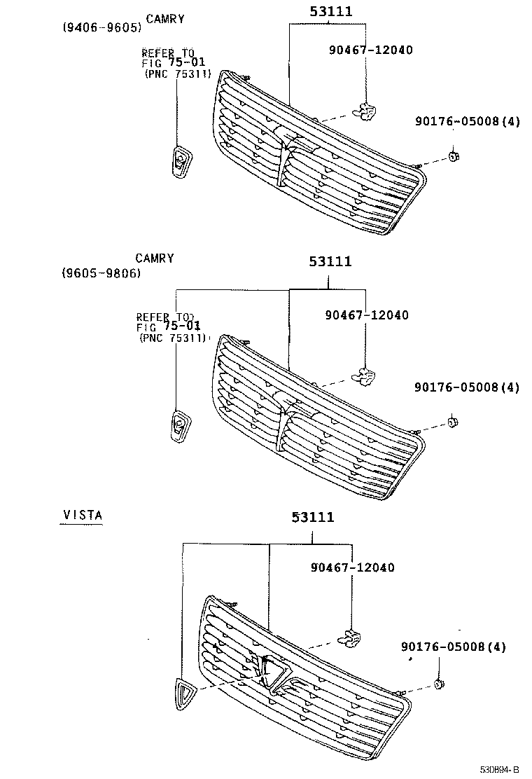 53101-32280 GRILLE, RADIATOR product image