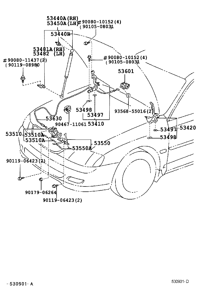 53630-AC040 CABLE ASSY, HOOD LOCK CONTROL product image