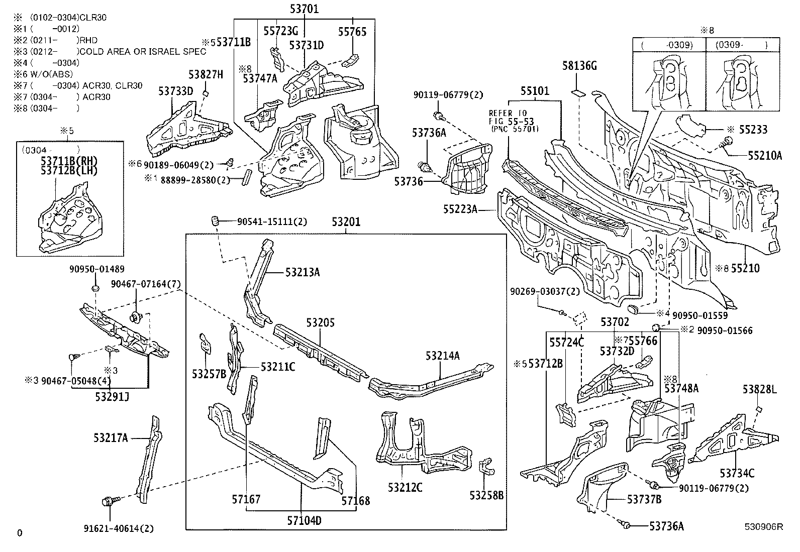 53701-28830 APRON SUB-ASSY, FRONT FENDER, RH product image
