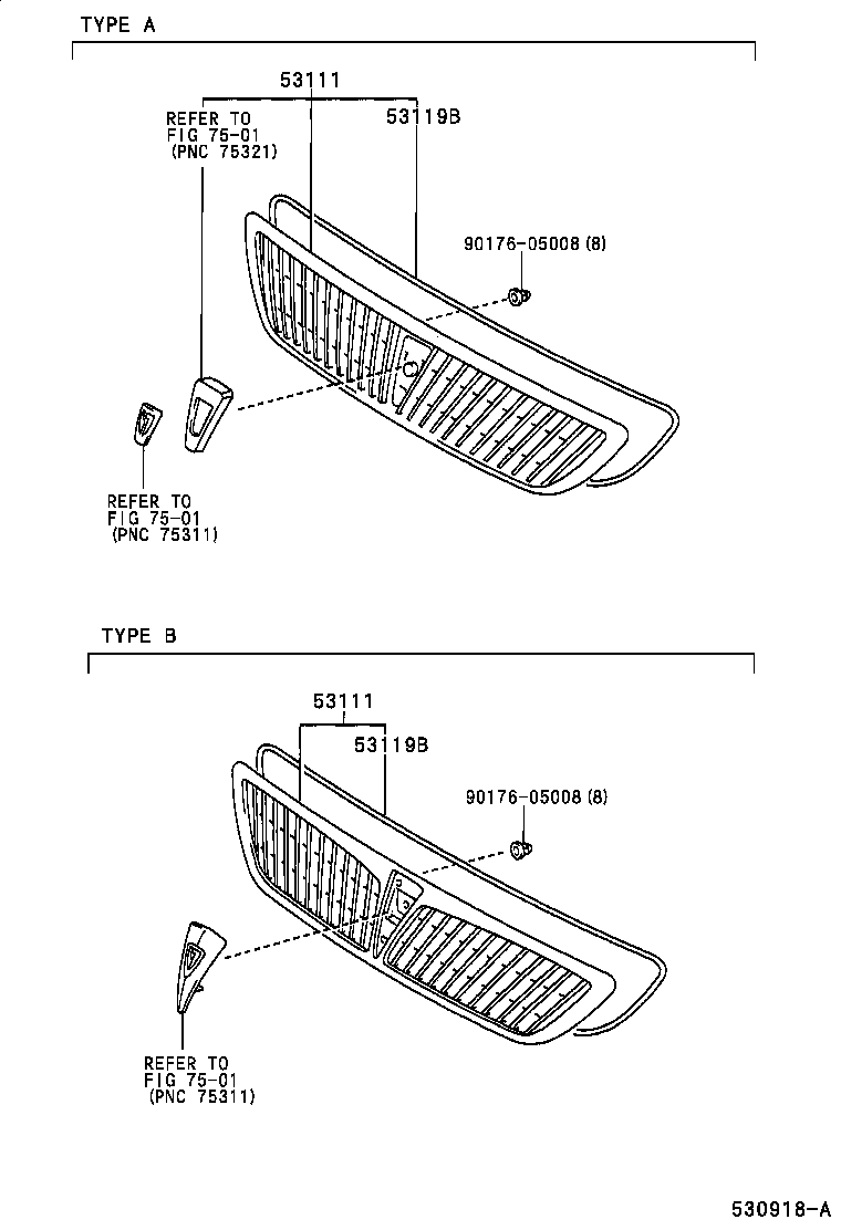 53111-32390 GRILLE, RADIATOR product image