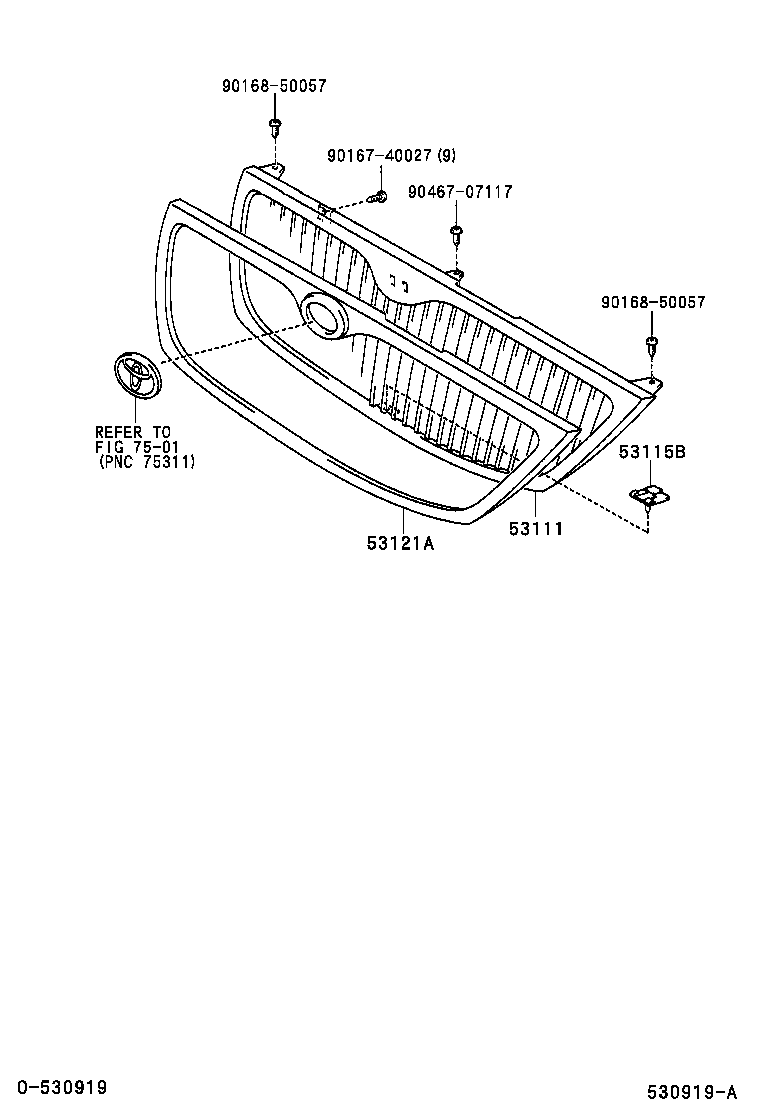 53100-YF040 GRILLE, RADIATOR product image